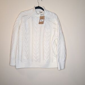 Wood River Heritage White Cable Knit Sweater Size XL